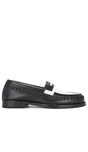 ALLSAINTS Sammy Leather Loafer in Black,White - ALLSAINTS Sammy Mocassins en Cuir en Noir, Blanc - ALLSAINTS Sammy 皮革乐福鞋黑色、白色 - ALLSAINTS Sammy Leder-Loafer in Schwarz, Weiß - ALLSAINTS Sammy 가죽 로퍼블랙,화이트 색상 - Mocassino in pelle Sammy ALLSAINTS in nero, bianco