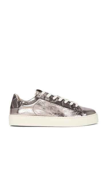 ALLSAINTS Shana Met Sneaker in Metallic Silver | Silver & Gunmetal Low Top Sneakers for Women