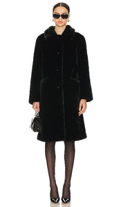 ALLSAINTS Sora Faux Fur Coat in Black - ALLSAINTS Sora - Manteau en fausse fourrure noir - ALLSAINTS Sora 黑色人造毛皮大衣 - ALLSAINTS Sora Kunstpelzmantel in Schwarz - ALLSAINTS Sora 인조 퍼 코트블랙 색상 - Cappotto in pelliccia sintetica ALLSAINTS Sora in nero