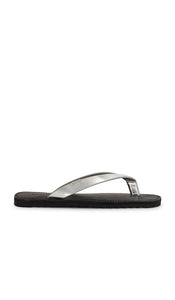ALLSAINTS Sydney Sandal in Metallic Silver | Silver Flip Flop Sandals for Women