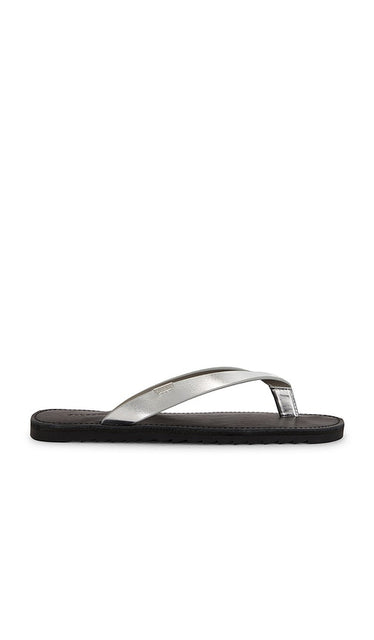 ALLSAINTS Sydney Sandal in Metallic Silver | Silver Flip Flop Sandals for Women