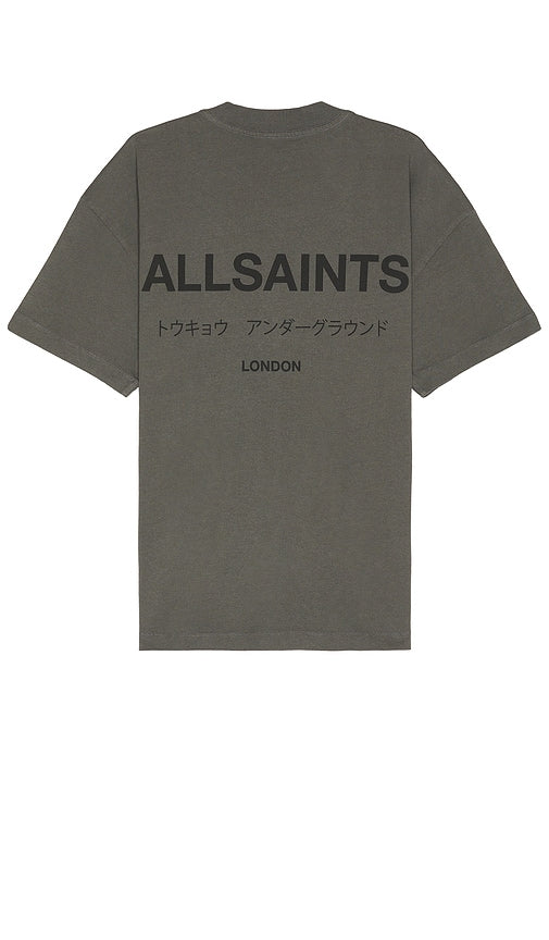 ALLSAINTS Underground Short Sleeve Crew in Grey - Pull ras du cou ALLSAINTS Underground à manches courtes en gris - ALLSAINTS Underground 灰色短袖圆领上衣 - ALLSAINTS Underground Kurzarm-Rundhalsshirt in Grau - ALLSAINTS 언더그라운드 숏슬리브 크루 그레이 색상 - Maglietta a maniche corte ALLSAINTS Underground in grigio