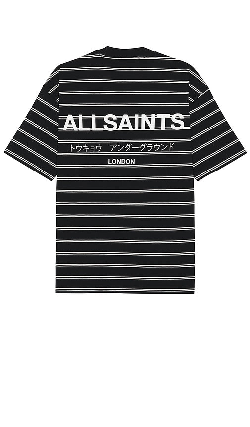 ALLSAINTS Underground Stripe Tee in Black - ALLSAINTS Underground - T-shirt à rayures noir - ALLSAINTS 黑色 Underground 条纹 T 恤 - ALLSAINTS Underground Stripe T-Shirt in Schwarz - ALLSAINTS 언더그라운드 스트라이프 티셔츠 블랙 색상 - T-shirt a righe Underground di ALLSAINTS in nero