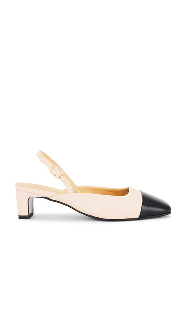 ALOHAS Lindy Bicolor Pumps in Cream | Cream & Black Sling Back Heels for Women