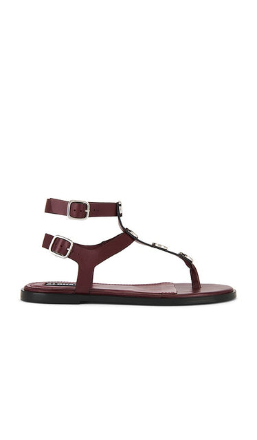 ALOHAS Xena Sandals in Burgundy | Burgundy Flat Sandals for Women