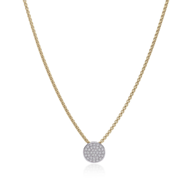 ALOR 1/4ctw Diamond White Gold and Yellow Stainless Steel Chain Taking Shapes Disc Necklace