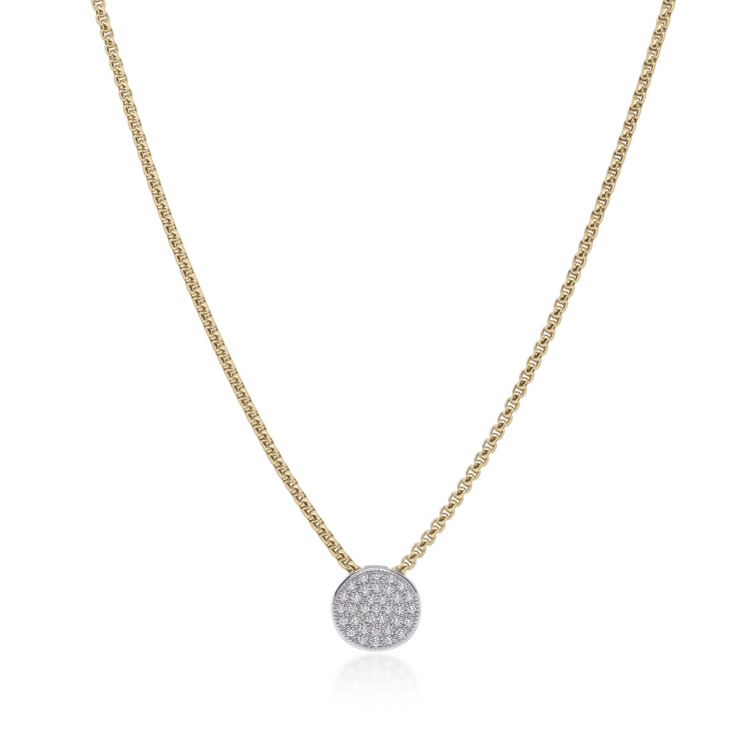 ALOR 1/4ctw Diamond White Gold and Yellow Stainless Steel Chain Taking Shapes Disc Necklace