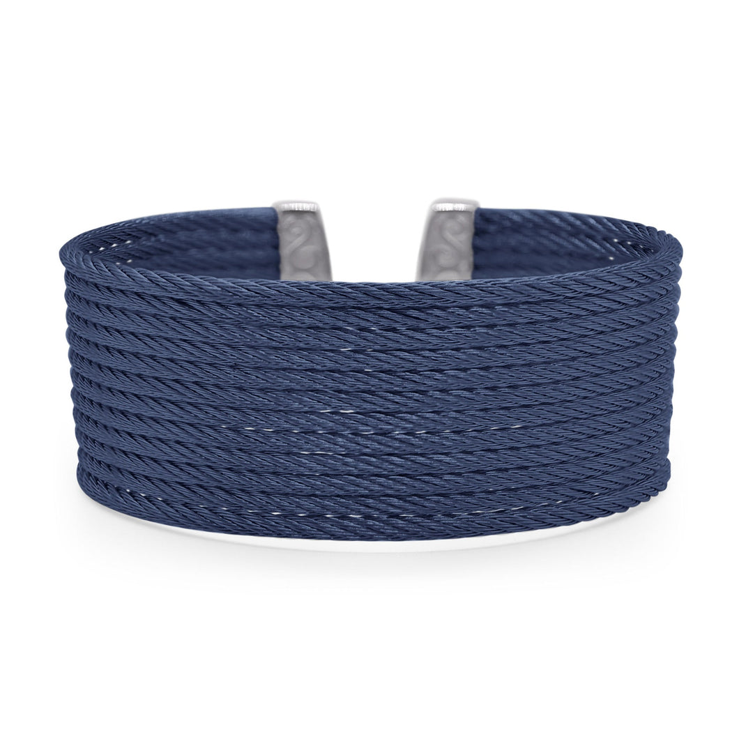 ALOR Blueberry Cable Stainless Steel 12-Row Cuff Bracelet