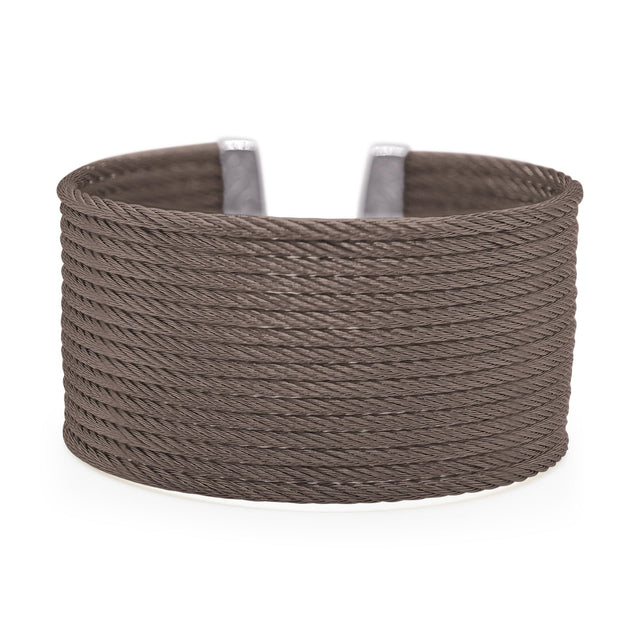 ALOR Chocolate Cable Stainless Steel 16-Row Cuff Bracelet