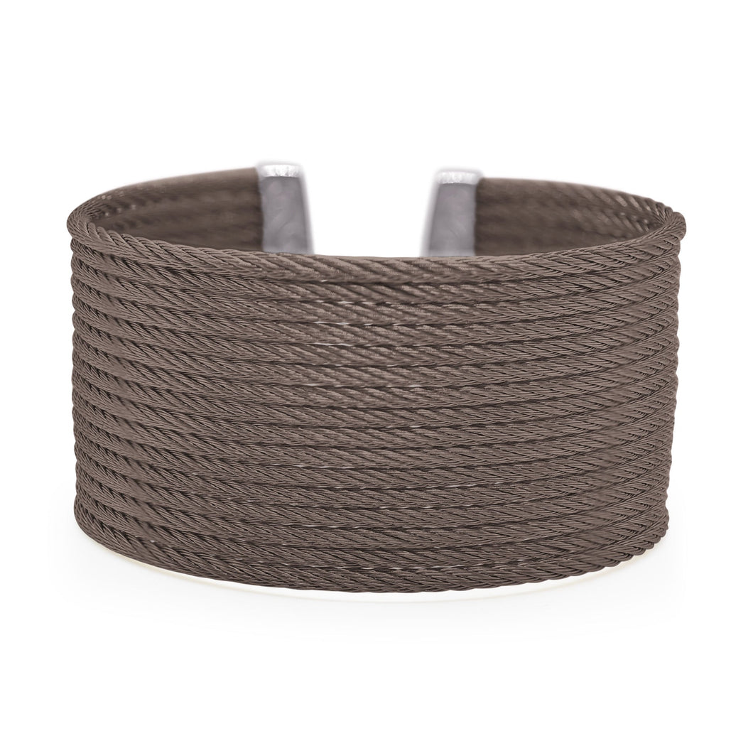ALOR Chocolate Cable Stainless Steel 16-Row Cuff Bracelet