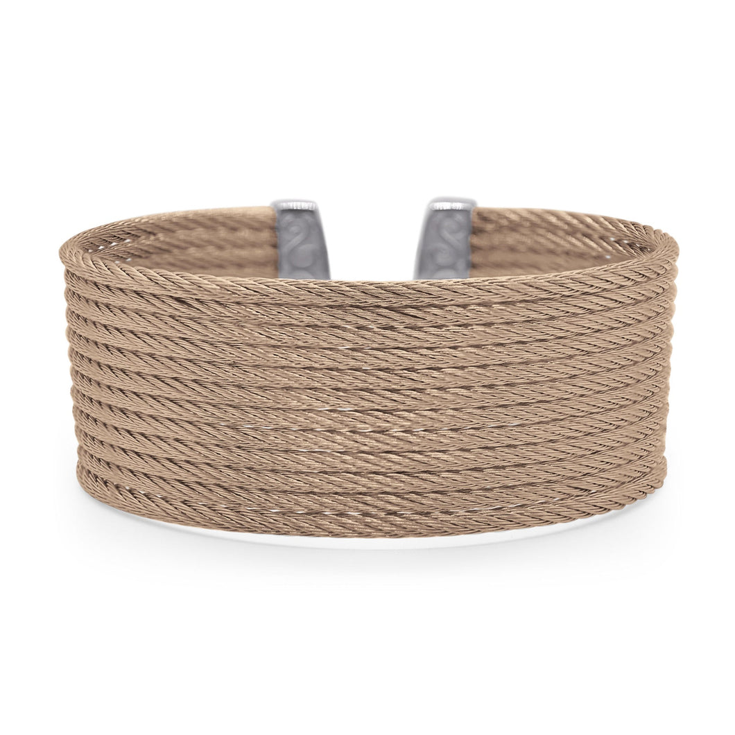 ALOR Rose Cable Stainless Steel 12-Row Cuff Bracelet