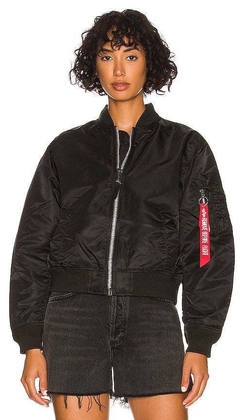 ALPHA INDUSTRIES L-2B Cropped Flight Jacket in Black