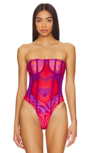 AMOR MIA Airbrush Heart Print Bodysuit in Red