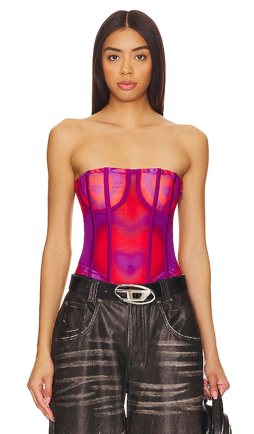 AMOR MIA Airbrush Heart Print Bodysuit in Red - AMOR MIA - Body à imprimé cœur aérographe en rouge - AMOR MIA 红色喷枪心形印花连体衣 - AMOR MIA Airbrush-Body mit Herz-Print in Rot - AMOR MIA 에어브러쉬 하트 프린트 바디수트 레드 색상 - AMOR MIA Body con stampa cuori aerografati in rosso
