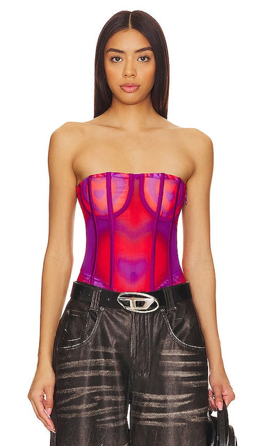 AMOR MIA Airbrush Heart Print Bodysuit in Red - AMOR MIA - Body à imprimé cœur aérographe en rouge - AMOR MIA 红色喷枪心形印花连体衣 - AMOR MIA Airbrush-Body mit Herz-Print in Rot - AMOR MIA 에어브러쉬 하트 프린트 바디수트 레드 색상 - AMOR MIA Body con stampa cuori aerografati in rosso