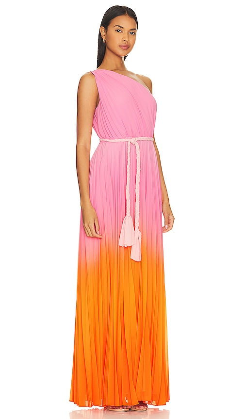 AMUR Garrett Pleated Gown in Orange