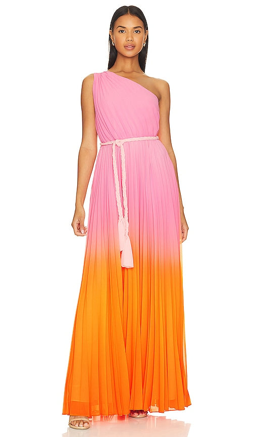 AMUR Garrett Pleated Gown in Orange - Robe plissée AMUR Garrett en orange - AMUR Garrett 橙色褶裥礼服 - AMUR Garrett Plisseekleid in Orange - AMUR Garrett 플리츠 가운 오렌지 색상 - Abito plissettato AMUR Garrett in arancione