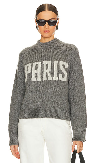 ANINE BING Kendrick Sweater University Paris in Charcoal - ANINE BING Pull Kendrick Université Paris en Charbon - ANINE BING Kendrick 毛衣 巴黎大学 木炭色 - ANINE BING Kendrick Sweater University Paris in Anthrazit - ANINE BING 켄드릭 스웨터 유니버시티 파리 차콜 색상 - ANINE BING Kendrick Sweater University Paris in carbone