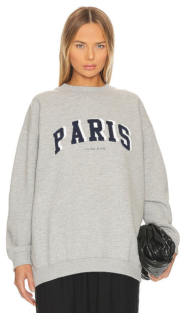 ANINE BING Tyler Paris Sweatshirt in Grey - ANINE BING Tyler Paris Sweat en Gris - ANINE BING Tyler Paris 灰色运动衫 - ANINE BING Tyler Paris Sweatshirt in Grau - ANINE BING Tyler Paris 스웨트셔츠그레이 색상 - Felpa ANINE BING Tyler Paris in grigio