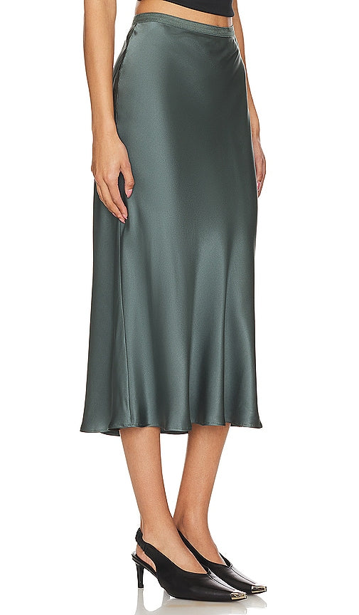 ANINE BING Bar Silk Maxi Skirt in Sage