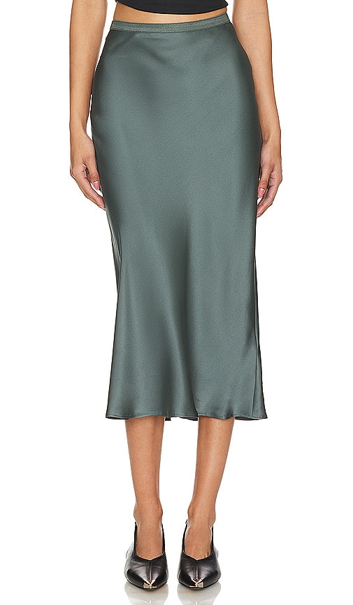 ANINE BING Bar Silk Maxi Skirt in Sage - ANINE BING - Jupe longue en soie Bar en sauge - ANINE BING 鼠尾草色 Bar 真丝长裙 - ANINE BING Bar Seiden-Maxirock in Salbei - ANINE BING 바 실크 맥시 스커트 - ANINE BING Gonna lunga in seta Bar color salvia