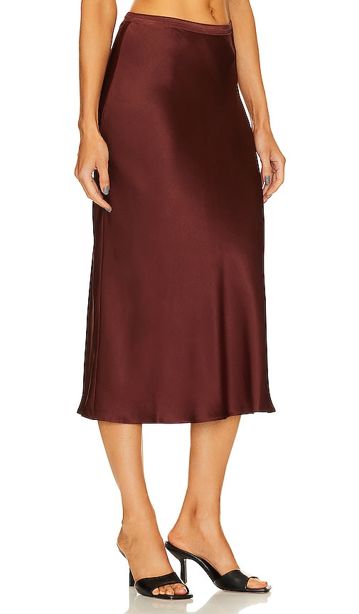 ANINE BING Bar Silk Skirt in Burgundy