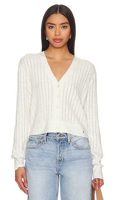 ANINE BING Hazel Cardigan in Cream - ANINE BING Cardigan Hazel en Crème - ANINE BING 奶油色淡褐色开衫 - ANINE BING Haselnuss-Cardigan in Creme - ANINE BING 헤이즐 가디건 - Cardigan nocciola ANINE BING in crema