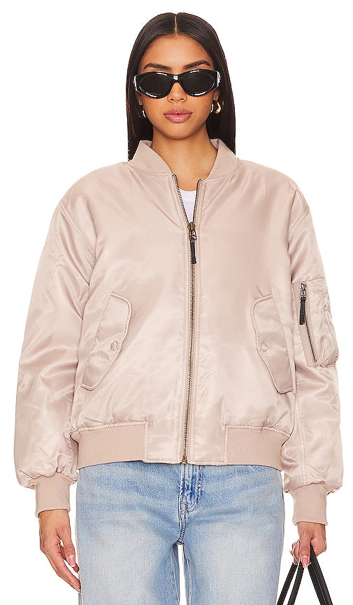 ANINE BING Leon Bomber in Metallic Neutral