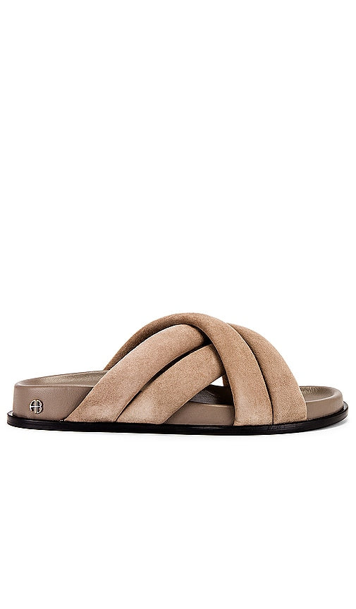 ANINE BING Lizzie Slides in Taupe - ANINE BING Claquettes Lizzie en Taupe - ANINE BING Lizzie 灰褐色拖鞋 - ANINE BING Lizzie Slides in Taupe - ANINE BING Lizzie 슬라이드 토프 소재 - ANINE BING Ciabatte Lizzie color talpa