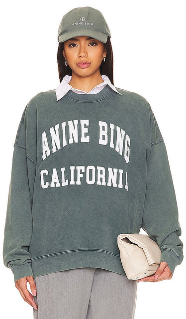 ANINE BING Miles Sweatshirt in Dark Green,Teal - ANINE BING Miles Sweatshirt en vert foncé, sarcelle - ANINE BING Miles 深绿色、青色运动衫 - ANINE BING Miles Sweatshirt in Dunkelgrün, Blaugrün - ANINE BING Miles 스웨트셔츠 색상은 다크 그린,틸 - Felpa ANINE BING Miles in verde scuro, verde acqua