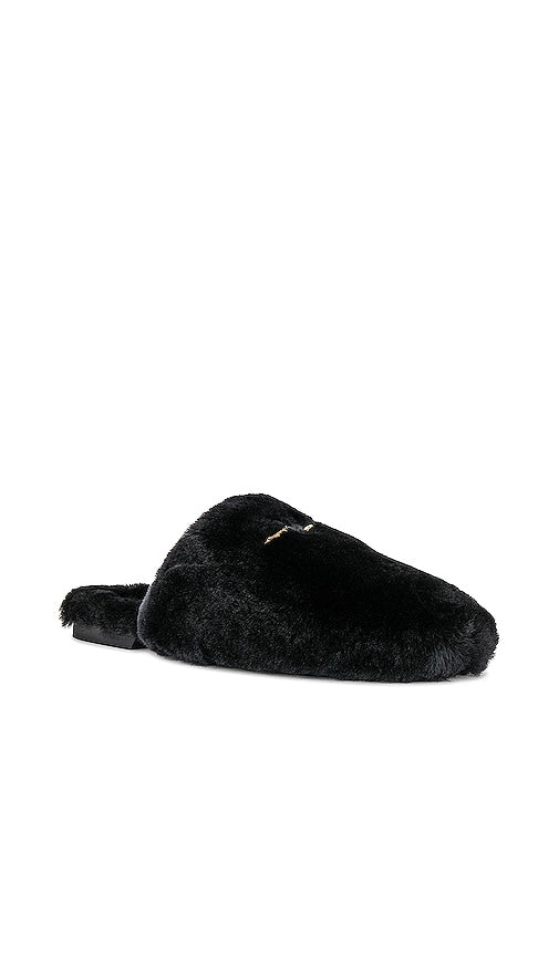 ANINE BING Shearling Mules in Black
