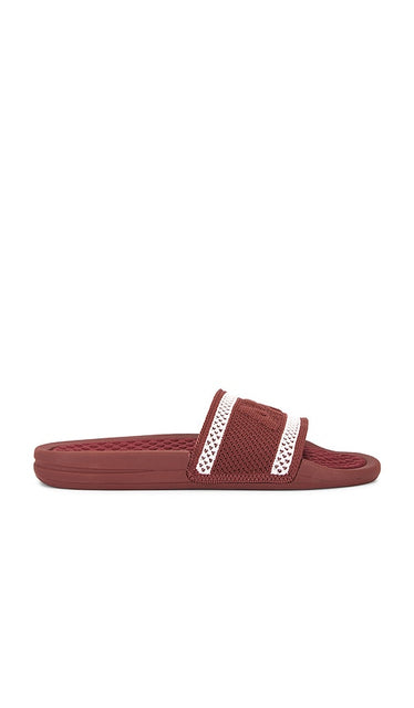 APL: Athletic Propulsion Labs Big Logo Techloom Slide in Brick | Bordeaux & Chalk Flat Slides for Women