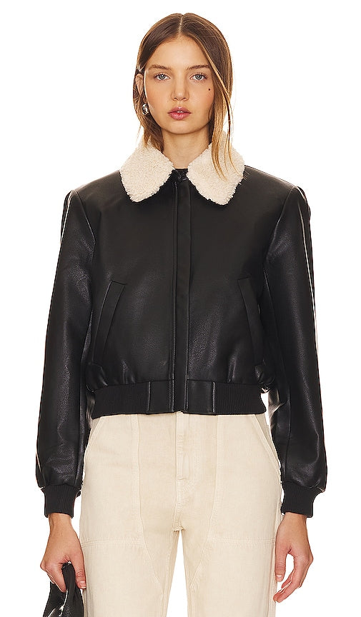 ASTR the Label Trudy Faux Leather Jacket in Black