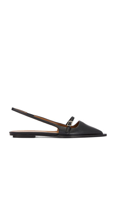 ATP Atelier Cortina Black Nappa Flats in Black | Black Sling Back Flats for Women