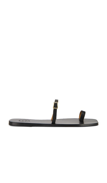 ATP Atelier Dongo Sandals in Black | Black Strappy Flats for Women