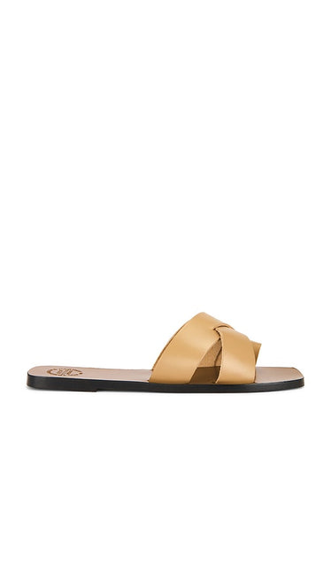 ATP Atelier Fonte Sandals in Tan | Nocciola Flat Slides for Women