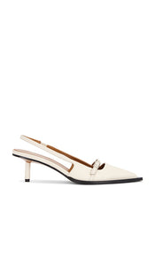 ATP Atelier Mira Linen Nappa Heels in Ivory | Linen Pump Heels for Women