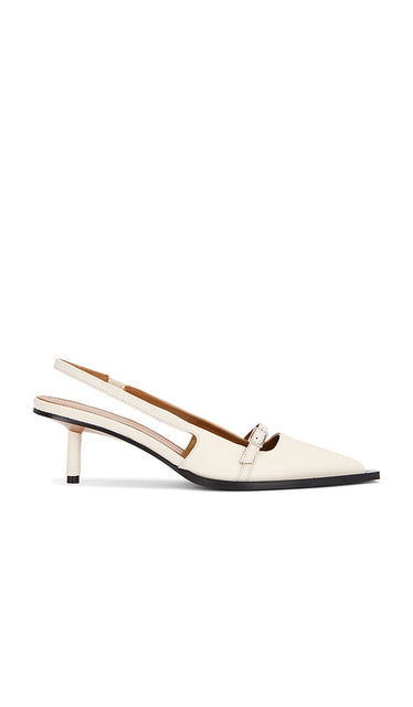 ATP Atelier Mira Linen Nappa Heels in Ivory | Linen Pump Heels for Women