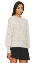 Autumn Cashmere Fringed Cable Popcorn Crew Neck in Cream