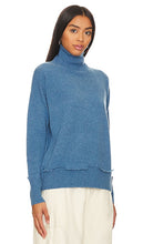 Autumn Cashmere Frayed Hem Mock Neck in Blue