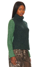 Autumn Cashmere Color Block Turtleneck in Green