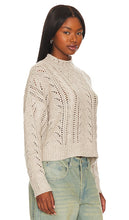 Autumn Cashmere Blouson Sleeve Cable Crew Neck in Cream