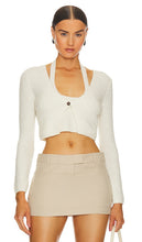 Alexander Wang Twinset Halter Long Sleeve Cardigan in Cream