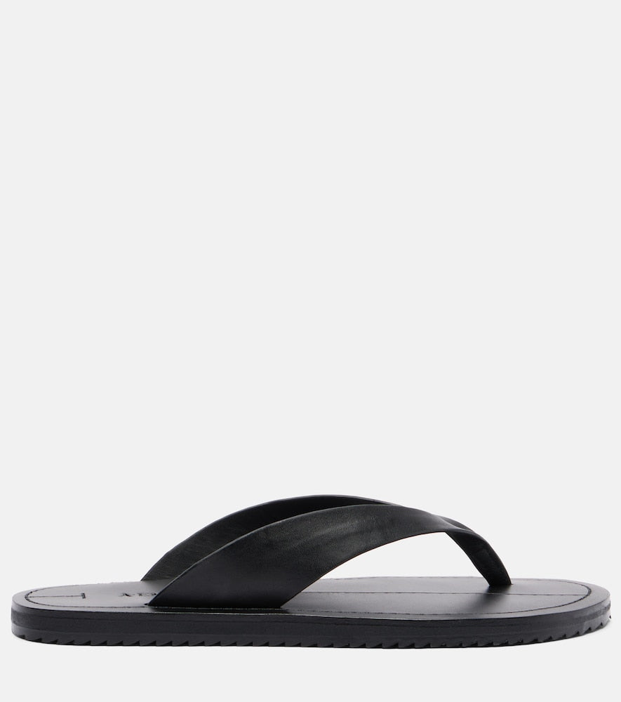 A.Emery Flora leather thong sandals - Black Flat Sandals