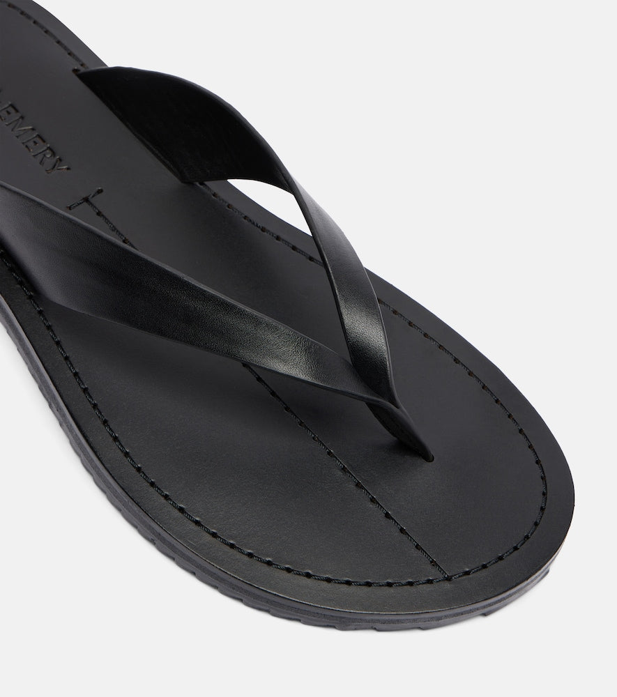 A.Emery Flora leather thong sandals - Black Flat Sandals