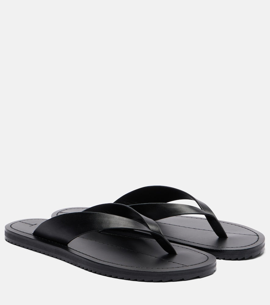 A.Emery Flora leather thong sandals - Black Flat Sandals