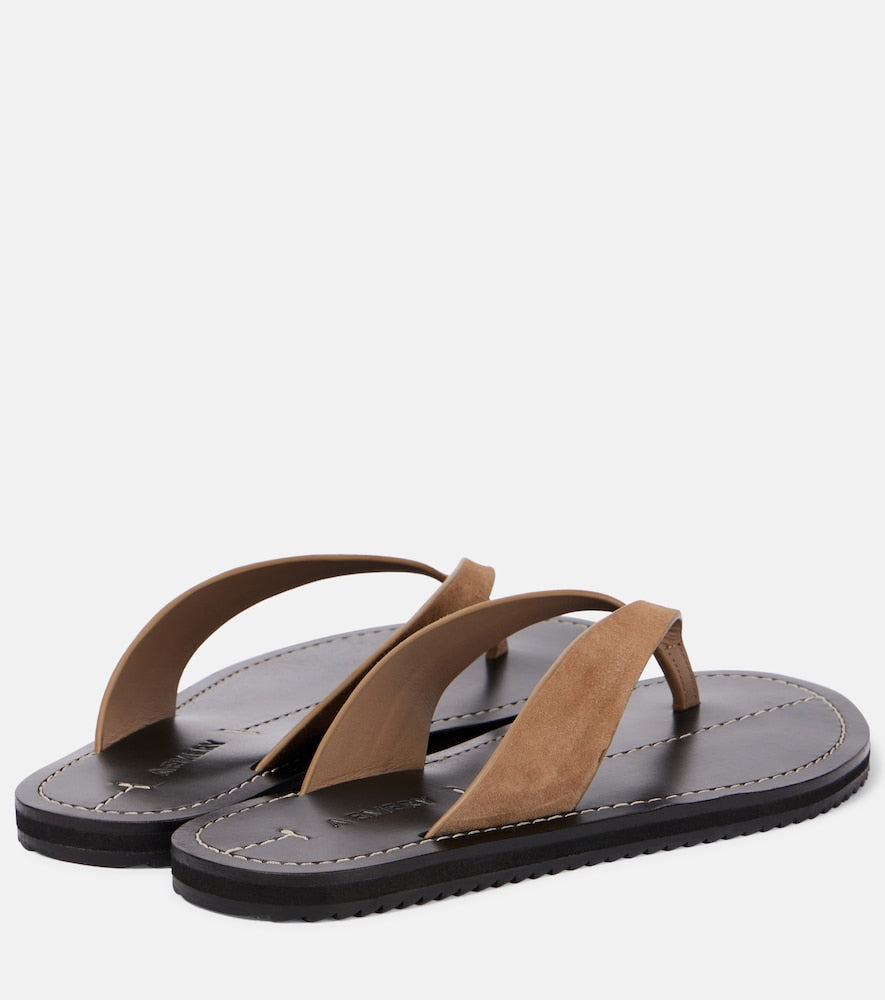 A.Emery Flora suede thong sandals - Brown Flat Sandals