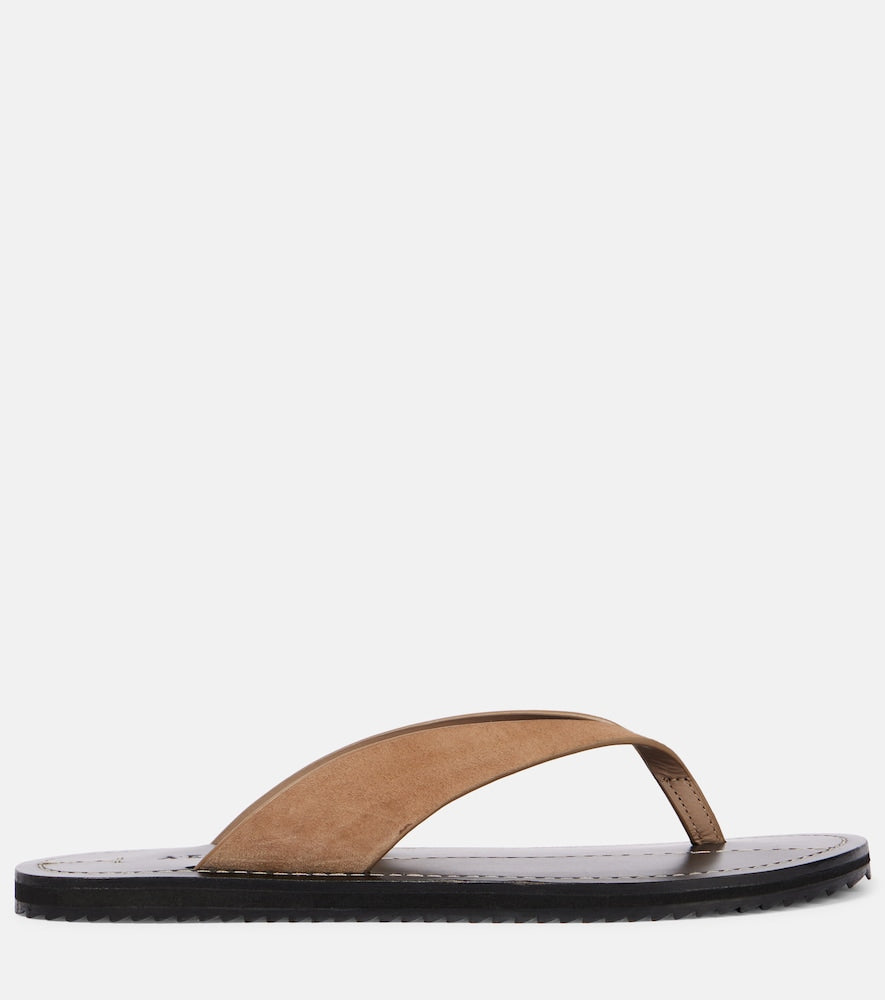A.Emery Flora suede thong sandals - Brown Flat Sandals