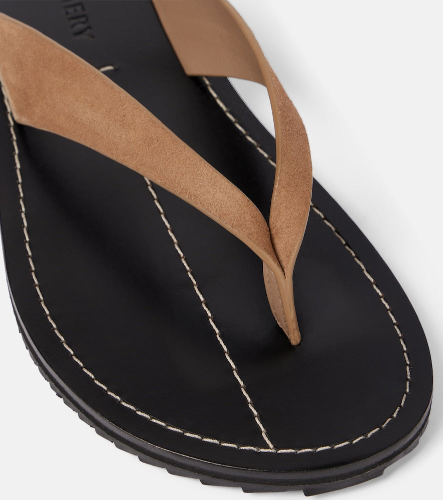 A.Emery Flora suede thong sandals - Brown Flat Sandals