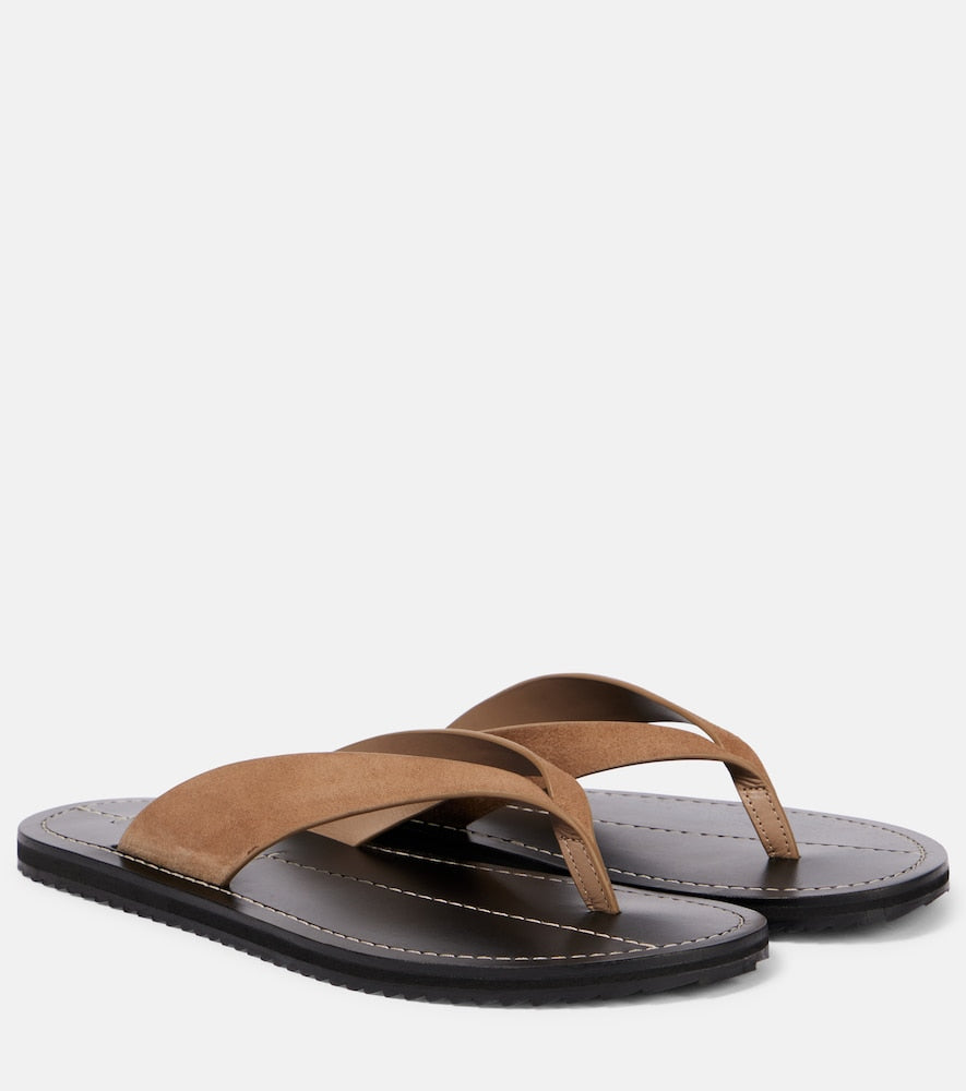 A.Emery Flora suede thong sandals - Brown Flat Sandals